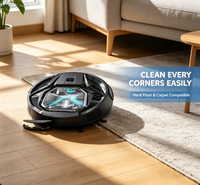 Aspirateur robot ultra-plat en plastique, aspiration 6000 Pa, autonomie de 210 minutes, fonctionnement silencieux, filtration HEPA, batterie Li-Ion