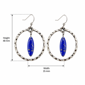 Orecchini a Cerchio Grandi Vintage a Forma di Oliva Blu Scuro, Gioielli di Moda per Donne - Product Image 5