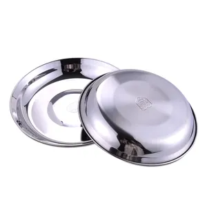 Wholesale cheap metal dish dinnerware round tray 304 stainless steel dinner soup plate