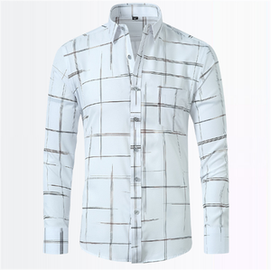 2023 Mens Plaid a righe Oxford Spinning Casual camicia a maniche lunghe confortevole colletto traspirante bottone Slim abito da lavoro maschile - Product Image 4