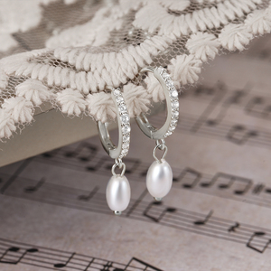 Aretes Colgantes CANNER Clásicos y Sencillos de 6mm con Perla y Circonita 5A, Plata de Ley S925 - Product Image 2