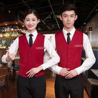 Veste de travail personnalisée avec logo pour hôtel, restaurant, cybercafé, caissier, réception, serveur, billard, uniforme de travail