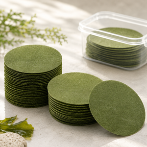 Y595 Lingette sèche en coton de fibres végétales biodégradables, apaisante et antibactérienne, à base de fibres d'algues vertes naturelles, pour soins des peaux sensibles - Product Image 1