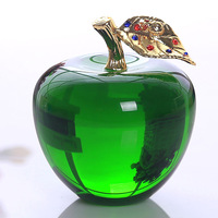 Figurine Pomme Colorée en Cristal K9 Poli et Gravé, Ornement de Bureau, Presse-papiers, Souvenir de Mariage, Coffret Cadeau