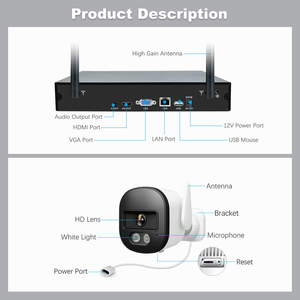 2026 NVS001E+ IPC056 NVR Kit Hệ thống camera Wifi không dây 4CH Hệ thống camera an ninh CCTV 5MP HD - Product Image 3