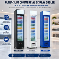Réfrigérateur vertical compact en acier inoxydable pour boissons, idéal pour les magasins de détail et les supérettes