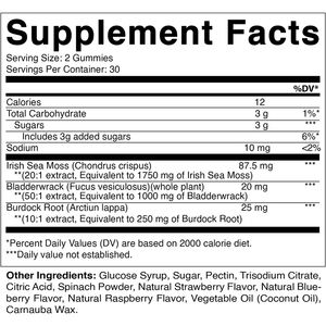 Venta al por mayor OEM Etiqueta Privada sabor a bayas 100% Natural orgánico musgo marino irlandés Bladderwick y gomitas de raíz de bardana suplementos - Product Image 4