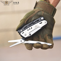 Multi-Tool Couteau de poche métrique avec mâchoire dentelée Équipement de survie de camping Pince pliante Ciseaux et tournevis OEM Personnalisable