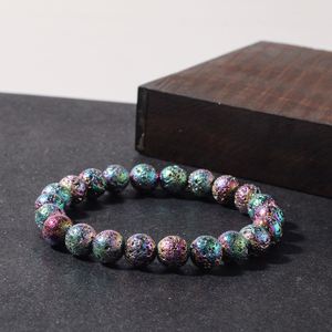 Bracelet en pierre volcanique naturelle pour hommes, pierre de lave, perles violettes de 8mm, bijoux faits à la main, réglables, Pulseira - Product Image 5