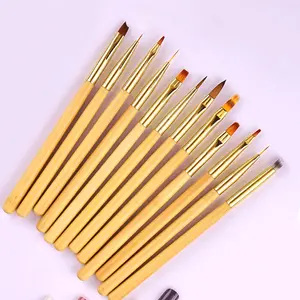 Profesyonel yeni naylon saç tırnak fırçası bambu kolu jel tırnak boyama tasarım astar fırça kalem
