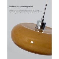 Lampe suspendue LED en fer de style Bauhaus nordique rétro du milieu du siècle avec abat-jour en verre pour chambre à coucher, maison d'hôtes, couloir