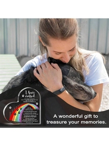 2D phẳng, 1PC cầu Acrylic vật nuôi tưởng niệm Món quà-hình trái tim thiết kế với Paw <span class=keywords><strong>in</strong></span> và bướm, chia buồn cho con chó bị mất hoặc - Product Image 4