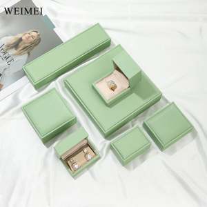 Green PU <b>Leather</b> <b>Jewelry</b> Case Storage Box for Necklaces Pendants Bangles Rings Gift Case - Product Image 2