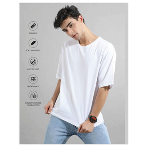 T-shirt surdimensionné pour homme, col rond, épaules tombantes, poids lourd, 220 GSM, coton doux, coupe décontractée, streetwear, décontracté, quotidien - Product Image 5