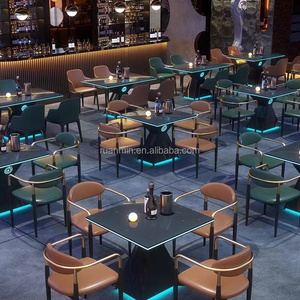 Modern Bar KTV NightClub <strong>with</strong> Light <strong>Table</strong> Sets Black Metal Chair <strong>Table</strong> and <strong>Stools</strong> for Hotels and Parties - Product Image 2