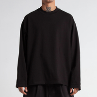 T-shirt à manches longues court de haute qualité 230 GSM pour homme, style streetwear personnalisé, 100 % coton, coupe oversize, motif gaufré