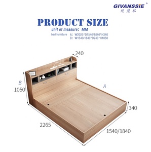 Hot Selling Modern Solid Wood <b>Double</b> <b>Bed</b> Design With <b>Storage</b> and Lamp Eco-Friendly & <b>Double</b> <b>Bed</b> Design - Product Image 3