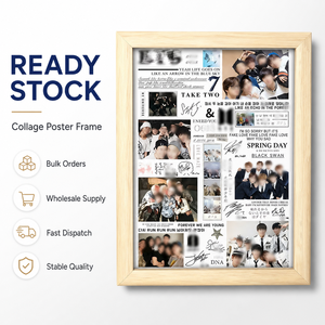 <span class=keywords><strong>Poster</strong></span> Collage del Gruppo Kpop Bangtan Boys con Cornice in Legno, Ornamento da Scrivania, Souvenir per Collezionisti, Decorazione per Casa e Ufficio, Regalo - Product Image 1