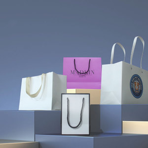 Sac cadeau en papier kraft violet élégant personnalisable avec poignée en coton durable pour l'emballage de vêtements <span class=keywords><strong>ou</strong></span> le cadeau de rouge à lèvres - Product Image 5