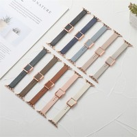 Lionorm pour Apple Watch, bracelet en cuir véritable avec boucle magnétique carrée, bracelet fin pour Iwatch 10 9 8 Ultra SE 38-49 mm