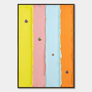 Pintura Acrílica Abstracta Texturizada en Tonos Pastel Minimalistas, Serie Candy Stripe, Hecha a Mano, Original, sobre Lienzo, Contemporánea, Grande - Product Image 6