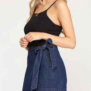 Custom Wrap Denim Skort Denim Skorts for Women Mini Jean Skort - Product Image 2