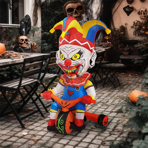 Blow up 4ft Halloween inflable payaso paseo <span class=keywords><strong>en</strong></span> <span class=keywords><strong>bicicleta</strong></span> con LEDs para el día al aire libre de la decoración de la fiesta muerta - Product Image 1