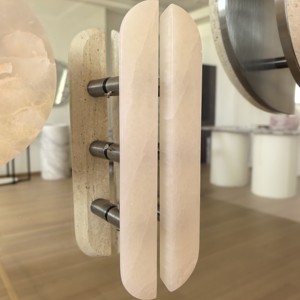 Op maat gemaakte natuurlijke roze marmeren glazen deurgreep voor hotel, café en binnendeuren - Product Image 5