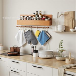 Wooden <b>Wall</b> <b>Mounted</b> Headband Rack With Storage <b>Shelf</b> For Hair Ties Toys Kitchen Organizing Punch Free Lacquered Finish - Product Image 3
