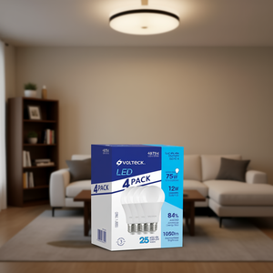 Volteck LED-75FX4 Paquete de 4 Lámparas LED SMD A19 de 12W (Equivalente a 75W) Luz de Día 6500K 4000K CCT para Uso Residencial E27 Aluminio/Plástico - Product Image 2