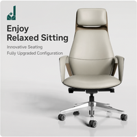 Chaise de bureau exécutive ergonomique en cuir de luxe léger, siège pivotant, hauteur réglable, dossier confortable pour une longue assise