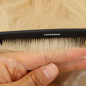 TUWG01 Perruque complète en PU pour <span class=keywords><strong>femme</strong></span>, 100% <span class=keywords><strong>cheveux</strong></span> humains Remy, nouée à la main, avec volume et longueur supplémentaires, blonde - Product Image 2