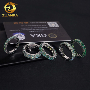 Trendy <strong>Blue</strong> Green Round Diamond Hop Hop Jewelry Fully Iced Out Eternity <strong>Ring</strong> VVS D Moissanite 925 Sliver Gold Plated Band <strong>Rings</strong> - Product Image 5