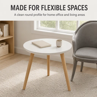 Bureau d'ordinateur moderne avec plateau rond en MDF et structure trépied pour la maison, le bureau, l'angle d'étude, le salon, décoration de meubles