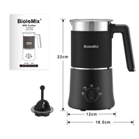 Mousseur à lait et cuiseur à vapeur détachables BioloMix, machine à mousse chaude/froide et à chocolat chaud automatique 5-en-1, passe au lave-vaisselle