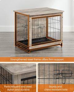 ZJH pour meuble de caisse pour chien enduit de poudre écologique 27.2 "chenil de table d'extrémité latérale pour petites races cage intérieure de 30 lb - Product Image 3