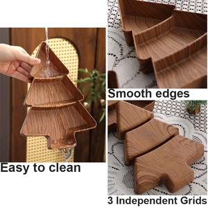 Assiette de service réutilisable en plastique à motif bois de Noël, pour fruits, noix et bonbons, idéale pour les réceptions de Noël à la maison - Product Image 2
