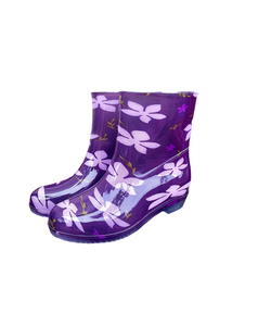 Botas de Lluvia para Mujer con Estampado Floral Morado, Punta Redonda, Parte Superior de PVC Impermeable, Suela de Goma, Entresuela de EVA, Forro Textil, para Todas las Estaciones - Product Image 2