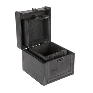 wholesale customized Gray Wood Trunk Box Set wood trunks with metal latches wooden box with hinged lid antique case