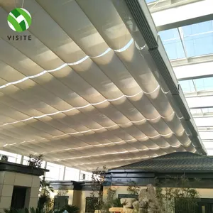 YST nhà máy của tùy chỉnh fcs Skylight Rèm tán Chất lượng cao có thể thu vào mái hiên điện ngoài trời kính mái PVC gỗ