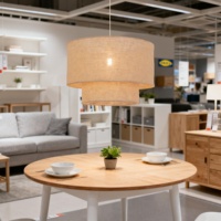 Lampes décoratives de style Wabi Sabi pour restaurant D60cm taille ronde tissage tissu lustre suspension