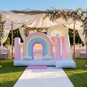 Castillo Inflable con Tobogán, Trampolín <span class=keywords><strong>Arco</strong></span>íris para Fiestas Infantiles, Alquiler de Juegos Inflables, Castillo Brincolín con Tobogán - Product Image 1