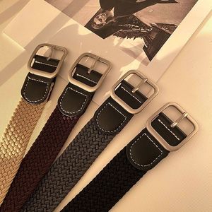 <span class=keywords><strong>Ceinture</strong></span> élastique tissée extensible pour jeans et pantalons, usage décontracté, boucle métallique réglable, sangle de taille confortable, design sans trous YD005 - Product Image 6