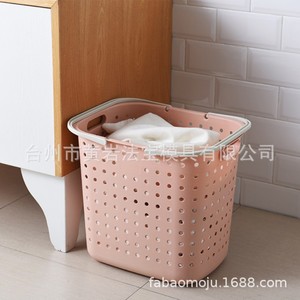 Plastic Laundry <b>Basket</b> Rectangle <b>Storage</b> Bin For Bathroom Clothes Organizer With Perforated Design - Product Image 1