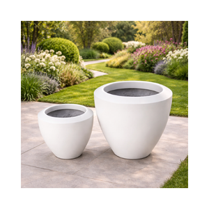 Pots de fleurs en fibre de verre à prix avantageux, sculptés à la main, design moderne, écologiques, durables, légers et éco-responsables - Product Image 1