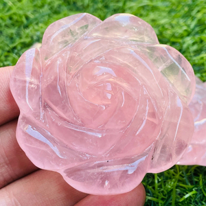 Venta al por Mayor de Artesanías de Cristal Naturales de Alta Calidad Talladas a Mano, Tallados de Flores de Cuarzo Rosa para Decoración y Regalos - Product Image 3
