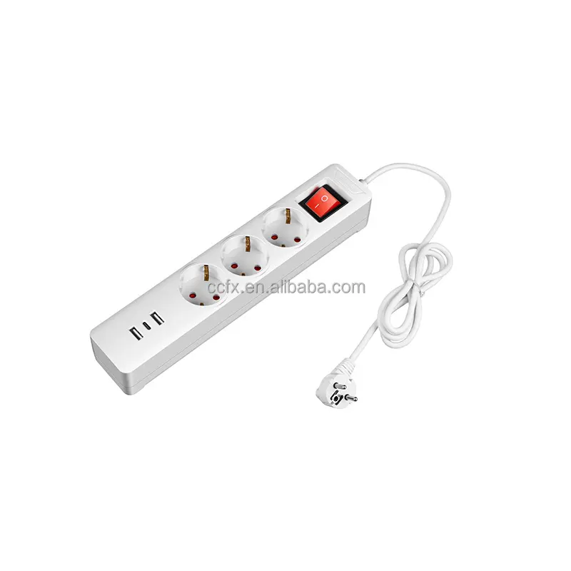 French 3 Outlet Extension Socket Extension Board With Switch 3 USB Power Strip