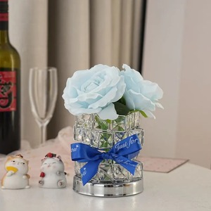 4 Layer Crystal Cube Rose Lamp USB Touch Three-tone Lighting Bedside Night Light LED <b>Table</b> Lamp Warm Lighting Home Desktop Decor - Product Image 4