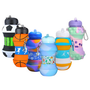 <span class=keywords><strong>Gourde</strong></span> Sport Voyage Pliable Silicone Pliant Football Pliable Enfant <span class=keywords><strong>Gourde</strong></span> Bouteille D'eau Avec Logo Pour Enfants École Dessin Animé - Product Image 1