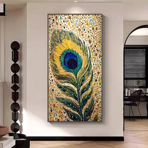 Décoration murale haut de gamme de style minimaliste moderne pour entrée, base en métal et toile, peinture de paysage, arts métalliques modernes - Product Image 1